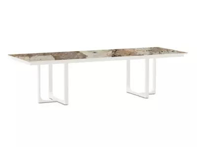 Hliníkový stůl s dektonovou deskou IDDA 280 x 100 cm KHALO/krémově bílý