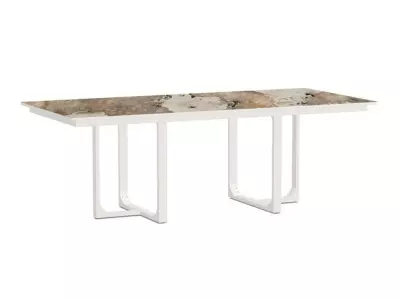 Hliníkový stůl s dektonovou deskou IDDA KHALO/krémově bílý