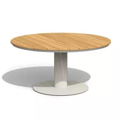 Nízký jídelní stůl Morena teak  Ø120 x 68 cm - krémová