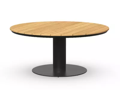 Nízký jídelní stůl Morena teak Ø150 x 68 cm antracit 