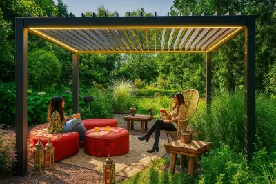 Pergola na terasu POSITANO LED 360x360x250 matný antracit