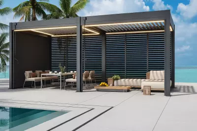 Pergola na terasu POSITANO LED 360x720x250 matný antracit