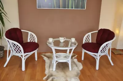 Ratanová sedací souprava Bahama bílá 2+1