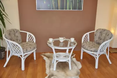 Ratanová sedací souprava Bahama bílá 2+1