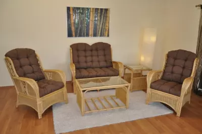 Ratanová sedací souprava OLIVER natural - hnedý melír AX