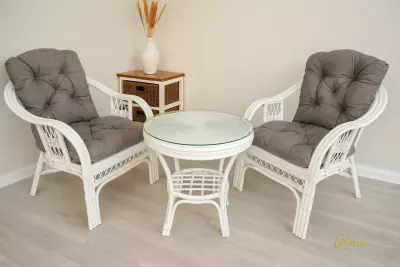 Ratanová sedací souprava Rio De Janeiro 2+1 bílá - šedá