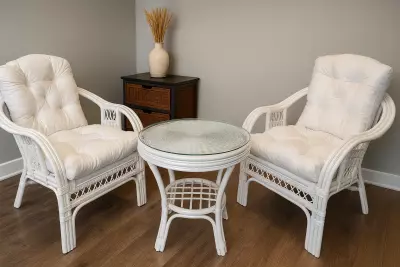 Ratanová sedací souprava Rio De Janeiro 2+1 bílá - bílá