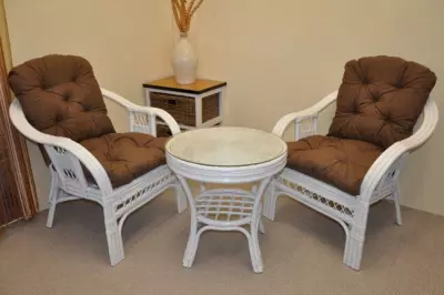 Ratanová sedací souprava Rio De Janeiro 2+1 bílá - hnedy melir