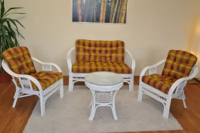 Ratanová sedací souprava Rio de Janeiro bílá - 5323 kocka