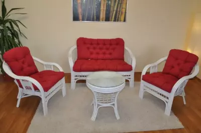 Ratanová sedací souprava Rio de Janeiro bílá -  K178