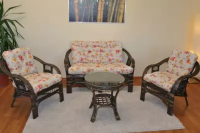 Ratanová sedací souprava RIO DE JANEIRO hneda - Květiny
