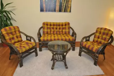 Ratanová sedací souprava RIO DE JANEIRO hneda - L15