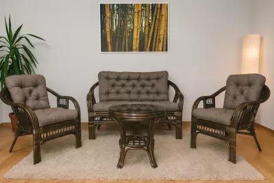 Ratanová sedací souprava RIO DE JANEIRO hneda - šeda melir