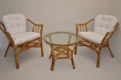 Ratanová sedací souprava Subaliu - Bílá