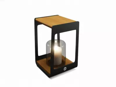 Stojan na svíčku ZARA hliník/teak S antracit