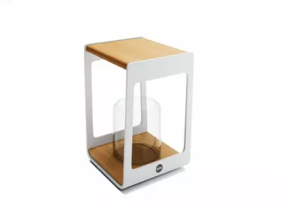 Stojan na svíčku ZARA hliník/teak S bílý