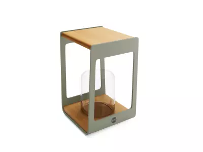 Stojan na svíčku ZARA hliník/teak S cool green