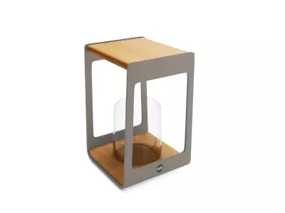 Stojan na svíčku ZARA hliník/teak S slate brown