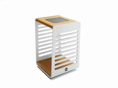 Terasové solární svítidlo EVE teak S bílé