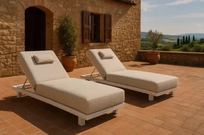 Zahradní hliníkové lehátko Rosario krémová