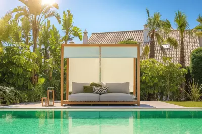 Zahradní postel PORTOFINO s baldachýnem - soft grey