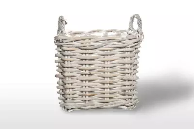 Zahradní ratanový květináč  praná bílá 50x50x45 cm