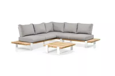 Zahradní rohová souprava NARDO bílý/soft grey