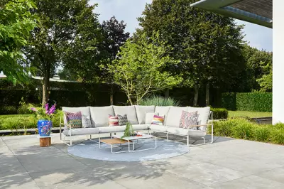 Zahradní rohový set SUNS MERANO bílá/soft grey